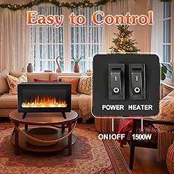16" Freestanding Electric Fireplace Heater - Fire