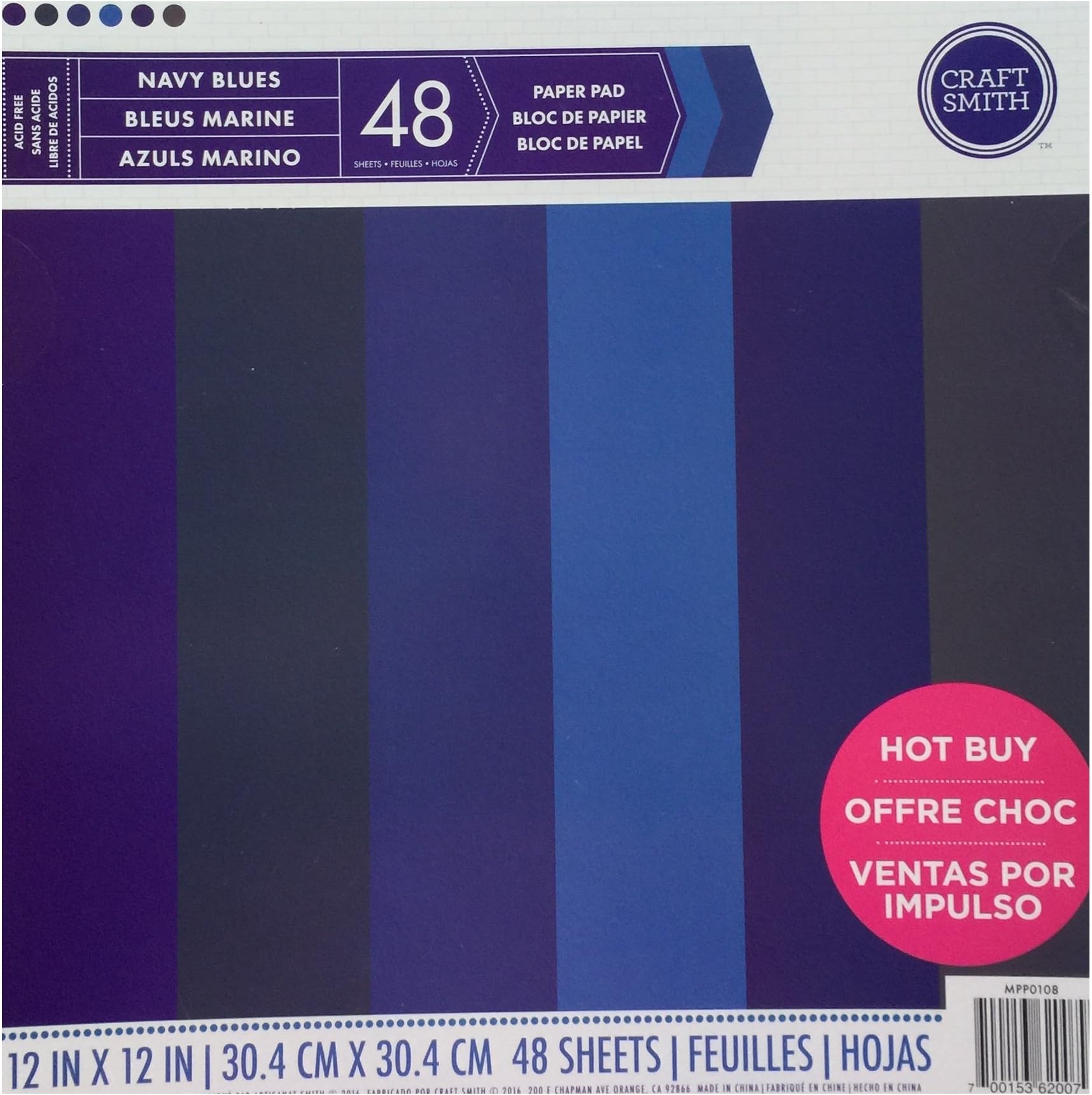 Craft Smith Paper Pad 12X12 NAVY BLUES