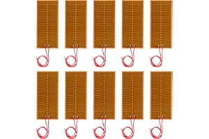 DWEII 10 PCS 45mmx100mm Film Heater Plate Adhesive Pad, PI Heating Elements Film 24V 30W Strip Heater Adhesive Polyimide Heater Plate