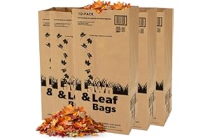 Duro 50# Large 30 Gallon Lawn and Leaf Bags, 2-Ply Brown Paper Yard Waste Bags for Home and Garden Refuse - Pack of 10