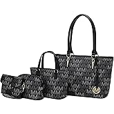 MKF Collection Tote Bag for Women, Shoulder Bag & Wristlet Pouch Top Handle Vegan Leather 4Pcs Set by Mia K