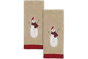 Avanti Linens - Fingertip Towels, Soft & Absorbent, Embroidered, Christmas Decorations, Set of 2 (Snowmen Gathering Collection)