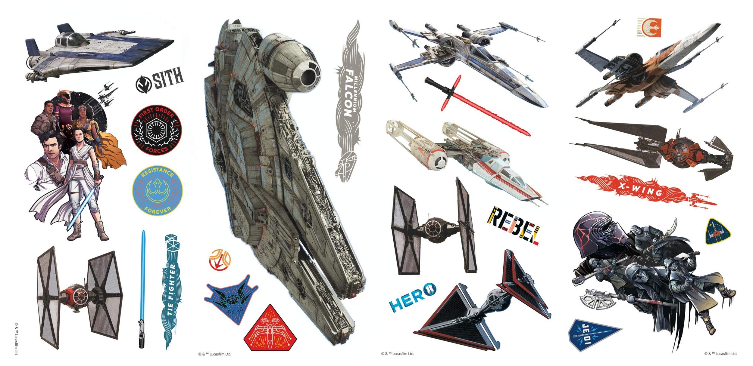 Repositionable Stickers Star Wars Episode Galactic Ships