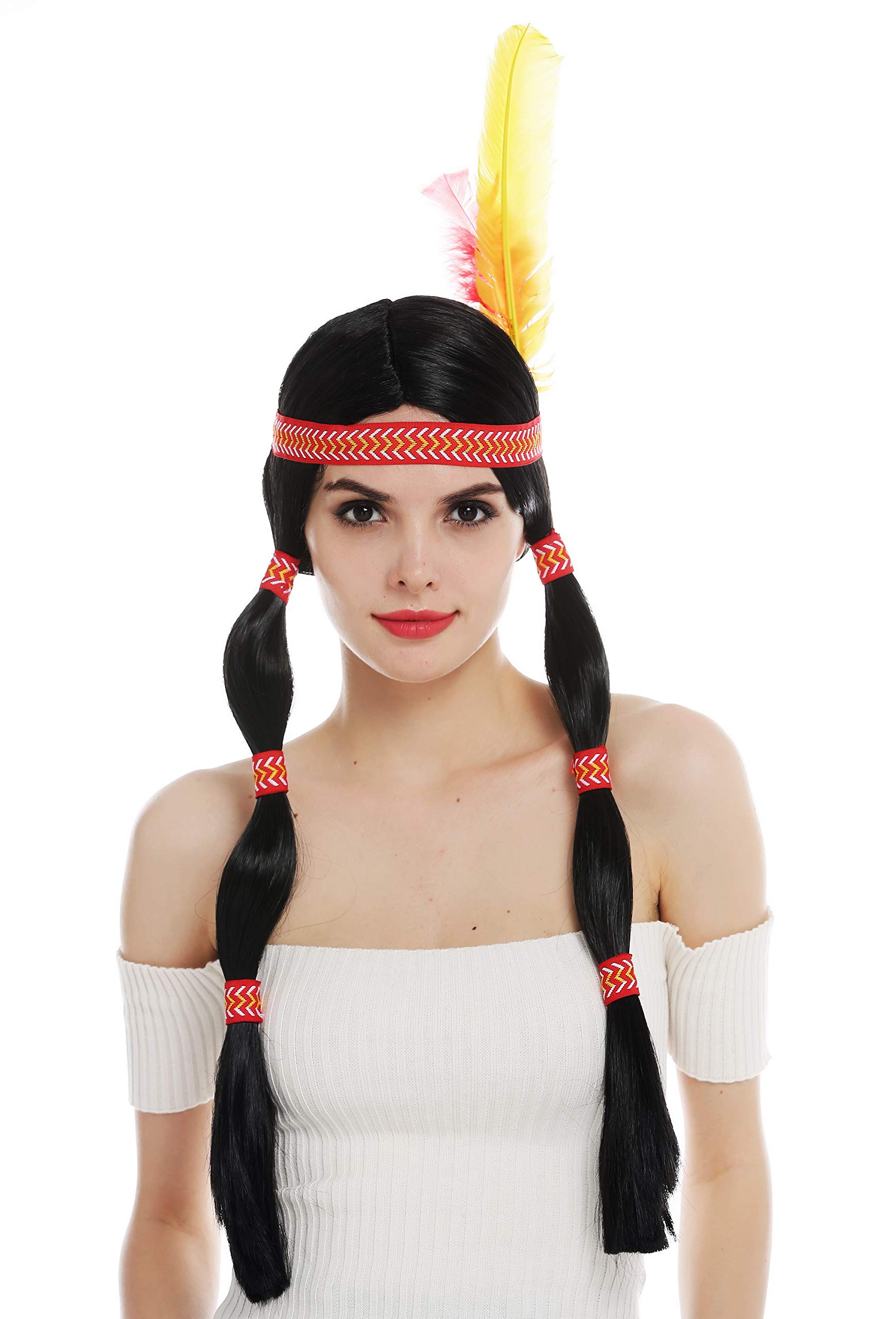 WIG ME UP - 6081-P103 wig women's wig carnival long native American woman wild west braids black head band feather