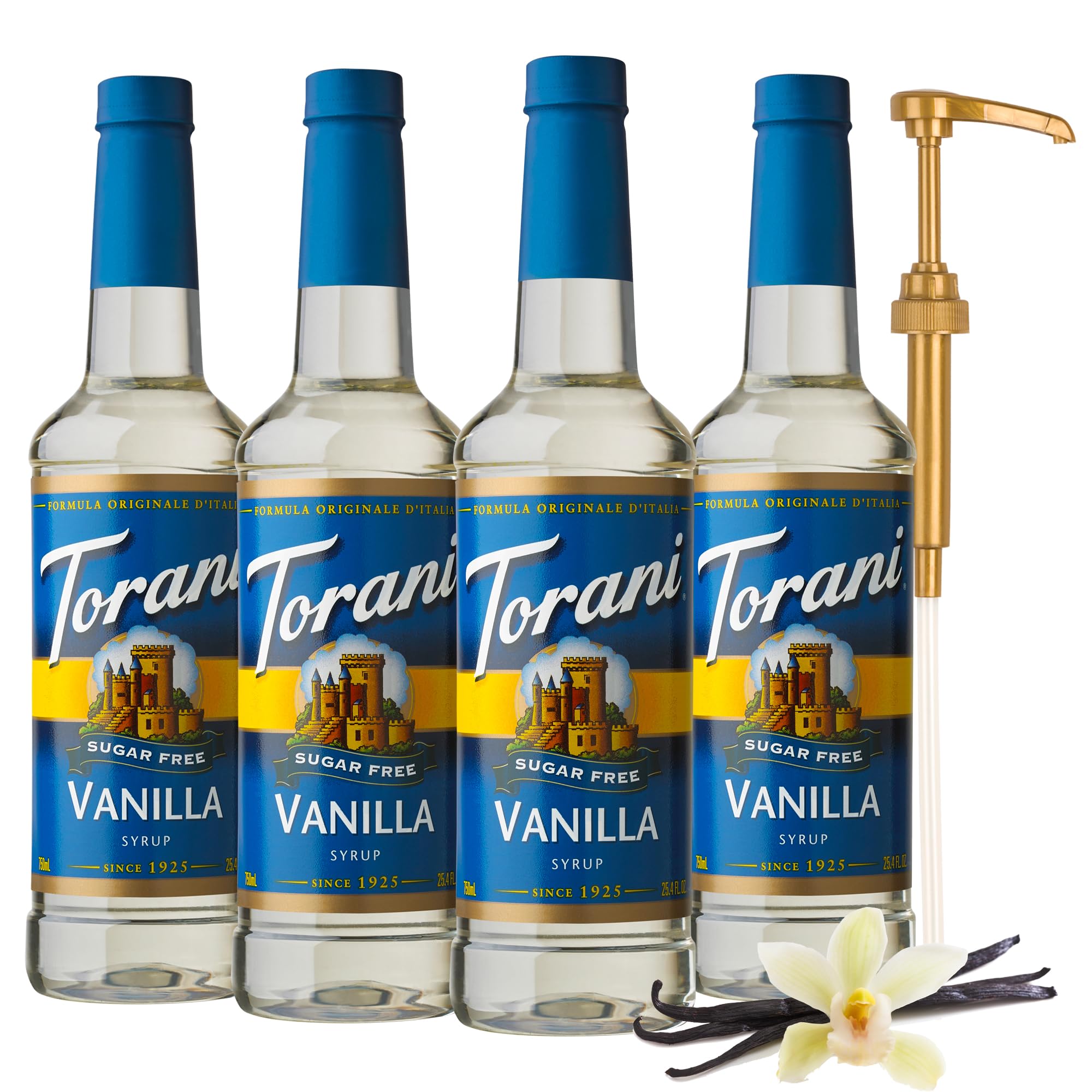 Torani Syrup Bundle, Sugar Free Vanilla and Pump, 25.4 fl oz Bottle (Pack of 4) Image Torani Syrup Bundle, Sugar Free Vanilla and Pump, 25.4 fl oz Bottle (Pack of 4) Image