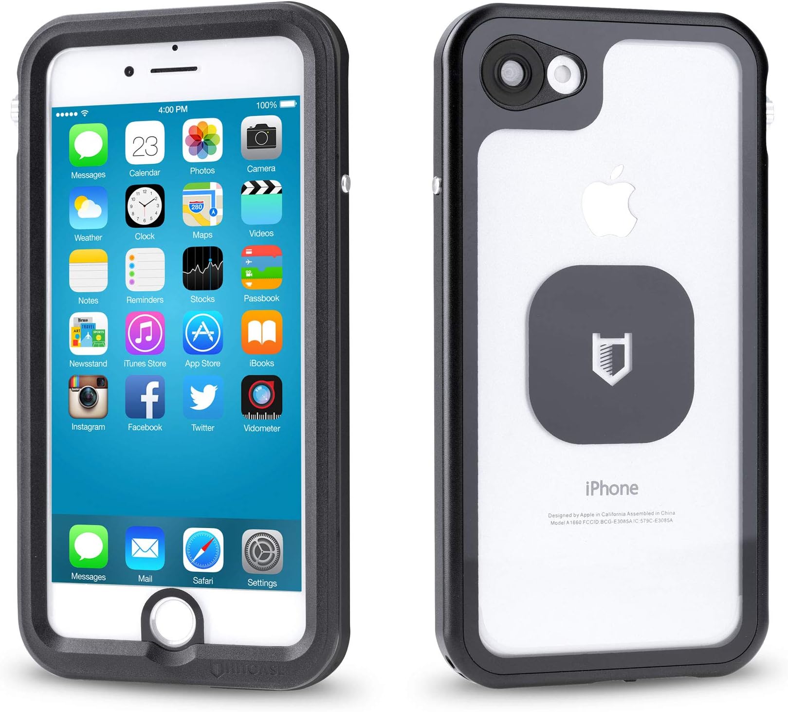 HITCASE SHIELD LINK iPhone 7 / 8 Plus Case -Thinnest Waterproof Protective Aluminum Case / Durable Mountable Snowproof Underwater Cover Magnetic Lens Fully Sealed Screen Protector (BLACK)