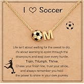 AULSIEY Initial A-Z Soccer Necklace for Girls Teens Women, Soccer Stuff Favors Christmas Birthday Jewelry for Her Lovers 17+2 Inches