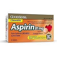 GoodSense Aspirin 81 mg Pain Reliever (NSAID) Chewable Tablets, Low Dose Aspirin, Orange Flavor