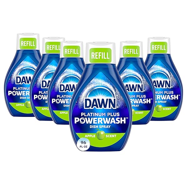 DAWN PLATINUM POWERWASH DISH SPRAY, DISH SOAP CLEANING SPRAY, APPLE SCENT REFILL, DISH SOAP LIQUID, 16 FL OZ (PACK OF 6)