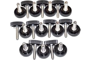 LOCEZY Twenty (20) 1/4-20 x 1" Long Stainless Steel Thumb Screws 1" Round Knurled Plastic Head