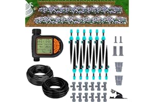 120FT Drip Irrigation System with Water Timer,Automatic Garden Watering Kit with Hose & Adjustable Nozzles, Smart Irrigation 