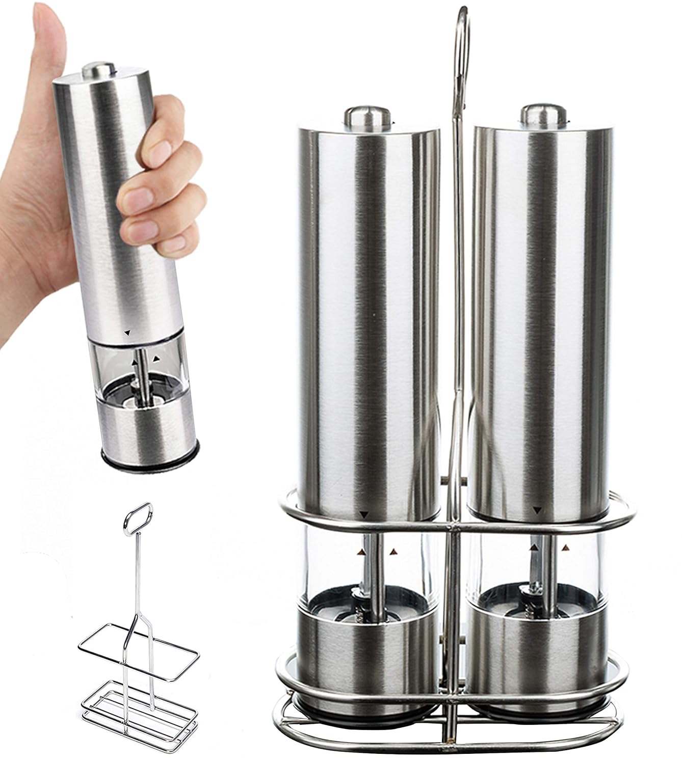 Best Automatic Stainless Steel Pepper And Salt Grinder 2 Pack