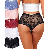 Take Talk Sexy Lace Underwear Panties Lingerie Gift for Women Wife 5 Pack Soft Cheeky Boy shorts Plus Size Underwear Women