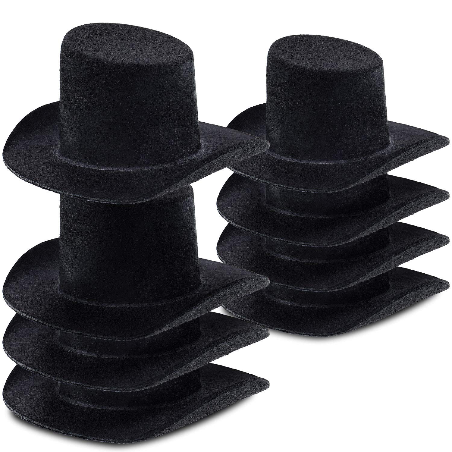 SKYLETY 8 Pieces Felt Top Hats Black Mini Top Hats Christmas Party Decoration for Your Snowman, Doll, or Other Craft Project