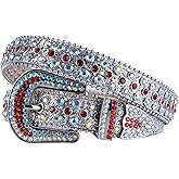 MUKINGBELTS Men Women Rhinestone Belt Western Bling Luxury Strap Leather Sparkle Studded Belts 1-1/7"(29mm) Wide
