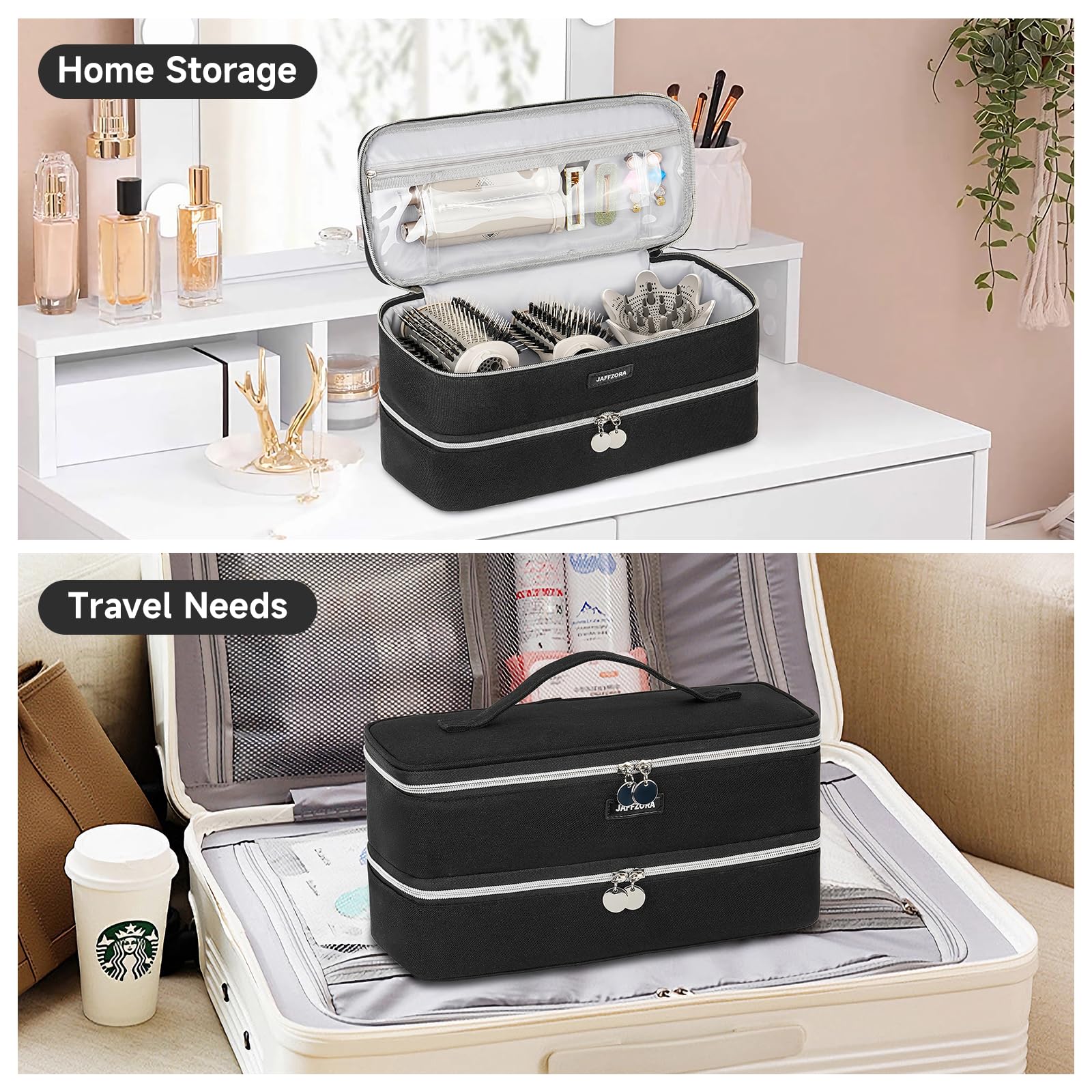 Carrying Case Fits for Shark Flexstyle & Hair Dryer, Travel Storage Bag Compatible with Dyson Supersonic Hair Dryer/Airwrap Styler and Attachments, Black(Bag Only)