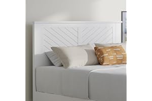 ComfIQ Serene Poplar Wood Full Size Headboard in White, Modern Farmhouse Panel with Chevron Scoring, Casual Coastal Style, Easy Assembly, Quality Materials