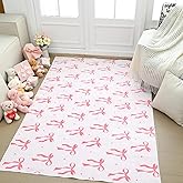 Drydiet 4 x 6 ft Large Bow Welcome Mat Rug Christmas Coquette Doormat Decor Gifts for Women Aesthetic Room Decor Housewarming Gift Lovers(Bow,Pink)