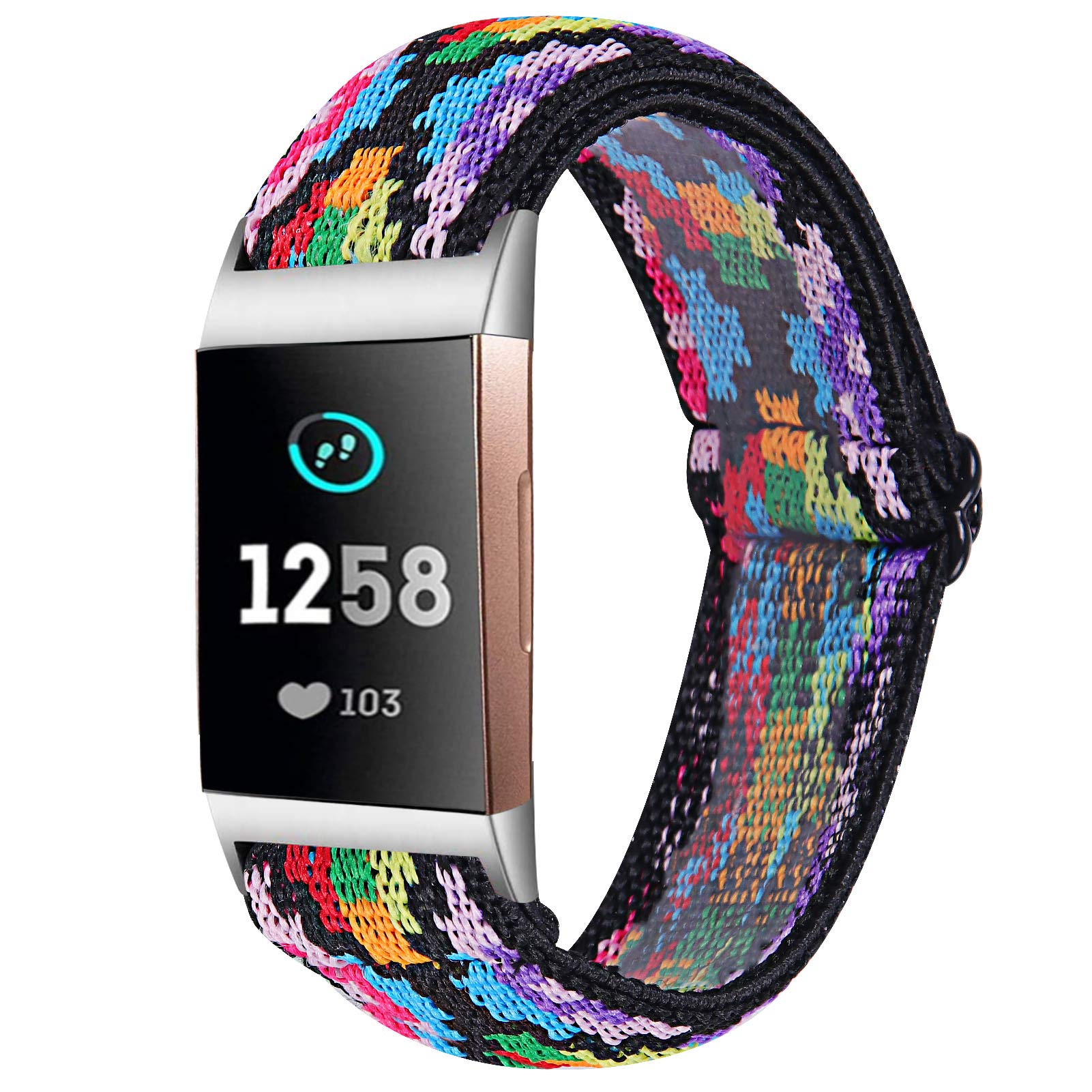 Triblanc Compatible with Fitbit Charge 3/Charge 4 Nylon Soft Strap Stretchy Elasticity Replacement Band for Fitbit Charge 3 / Charge 4, Bands with Men and Women