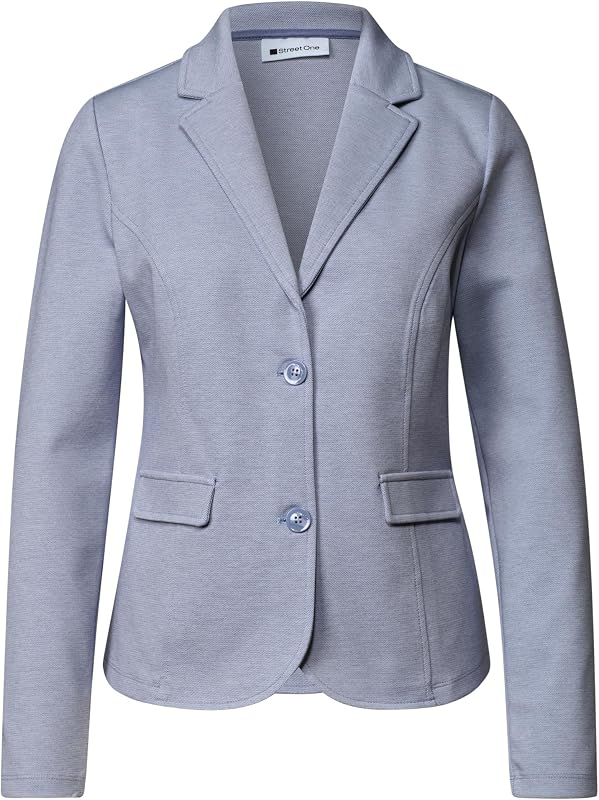 Blazer piqué Basique pour Femme, Bleu Whispery, 42