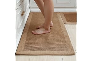 LUFEIJIASHI Kitchen Rugs and Mats Non Skid Washable Set of 2 PCS Absorbent Kitchen Runner Rugs Farmhouse Kitchen Floor Mats for in front of sink 19.5"x31.5"+19.5"x47"