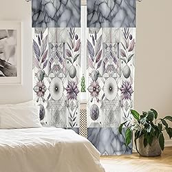 Ambesonne Geometric Floral Window Curtains, Classic