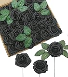 D-Seven Artificial Flower 50pcs Black Foam Roses