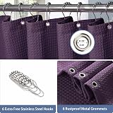 Waterproof Shower Curtain 92x182cm Purple with Metal Hooks view 4