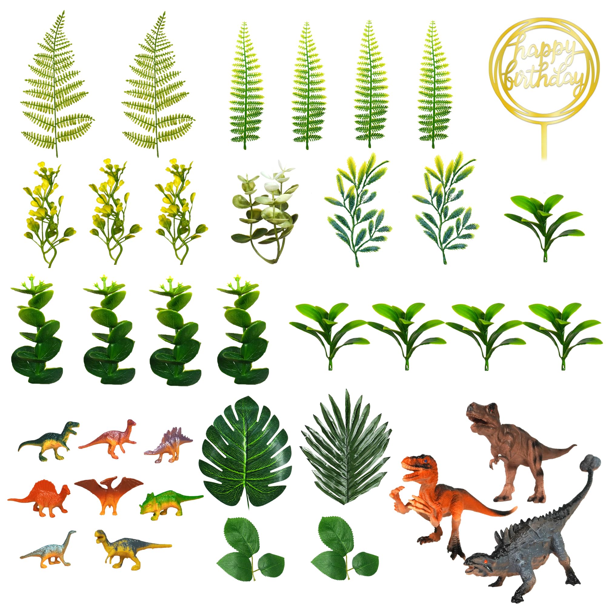 Photo 1 of Dinosaur Cake Toppers Dinosaur Toy Artificial Plants Grass Cake Decorations for Boy Girl Kid Birthday Baby Shower Dinosaur Theme Jungle Party Supplies (Style 2)