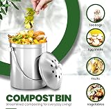 Utopia Kitchen Stainless Steel Compost Bin 1.3 Gallon with Charcoal Filter view 3