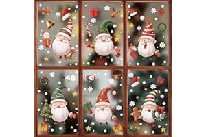 XISHIUYIS Christmas Window Decorations - 8 Sheets 396pcs Removable Window Clings with Santa Gnomes Snowflakes, Festive Stickers for Christmas Decorations Indoor & Holiday Home Shop Decor (Christmas Elves)