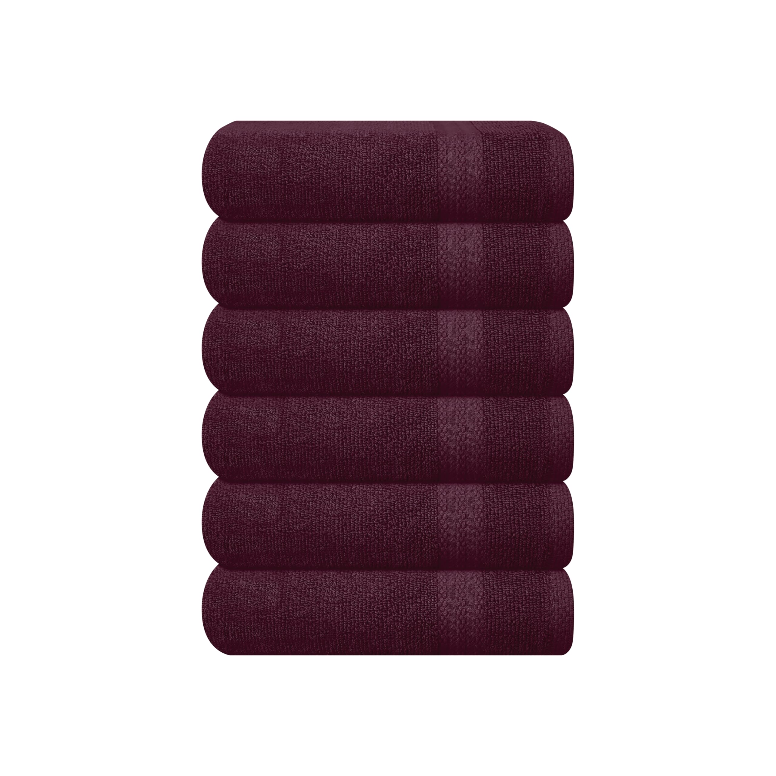 GLAMBURG Ultra Soft 6-Piece Hand Towel Set 16x28-100% Ringspun Cotton - Durable & Highly Absorbent Hand Towels - Ideal for use in Bathroom, Kitchen, Gym, Spa & General Cleaning - Burgundy