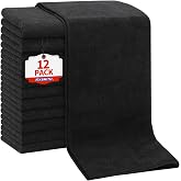 FIXSMITH Salon Towels 12 Pack, Black Microfiber Hair Towels (16 x 27 in) | Super Soft and Absorbent Hand Towels, Bleach Resistant Microfiber Towels for Salon, Hand, Gym, Bath, Spa and Home Hair Care