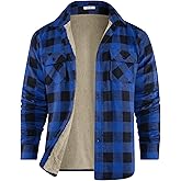 COOFANDY Men's Sherpa Lined Flannel Shirt Jacket Long Sleeve Button Up Fleece Plaid Shirts