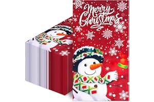 WUHUZSM 100PCS Christmas Snowman Paper Napkins,Christmas Guest Hand Towel Napkins, Decorative Christmas Dinner Napkins,Winter Snowflakes Cocktail Beverage Disposable Napkins for Xmas Party