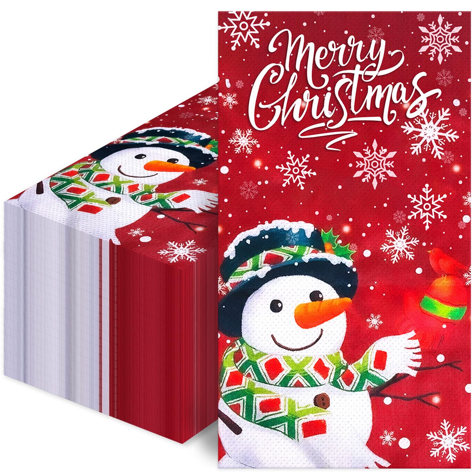 Photo 1 of 100PCS Christmas Snowman Paper Napkins, Decorative Winter Snowflakes Dinner Napkins for Xmas Party