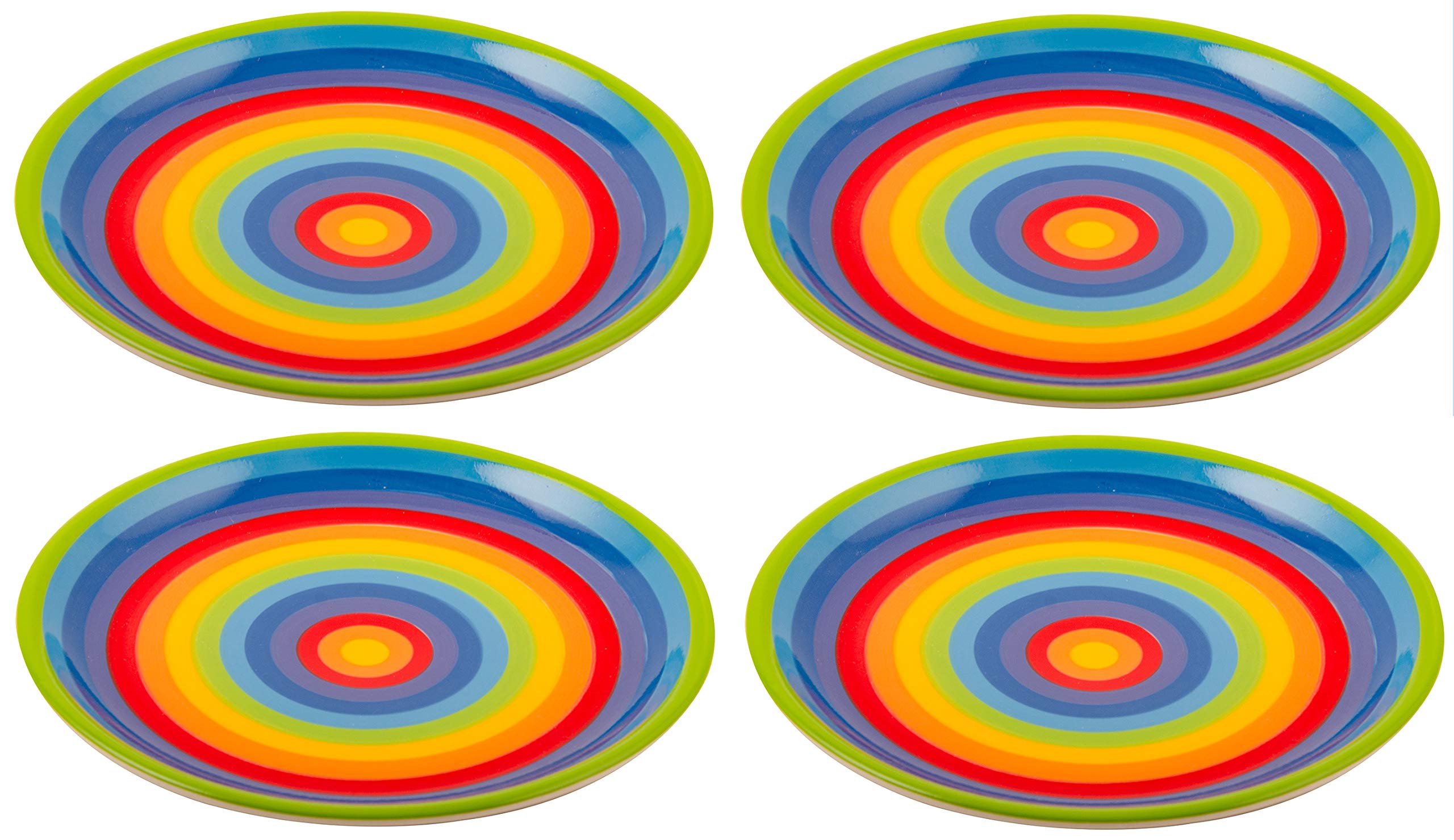 Hand Painted Rainbow Stripe Ceramic 21 cm Medium Plate (Set of 4)