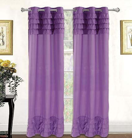 Amazon Com Elegant Home 2 Piece Light Purple Lilac Gypsy Layered