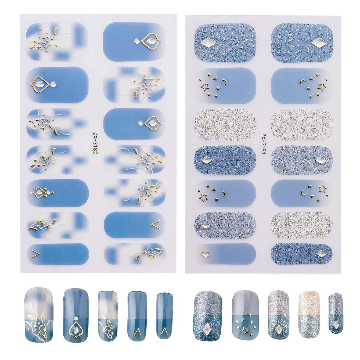 2 Sheets Full Wraps Nail Stickers SelfAdhesive Nail Art Stickers Nail