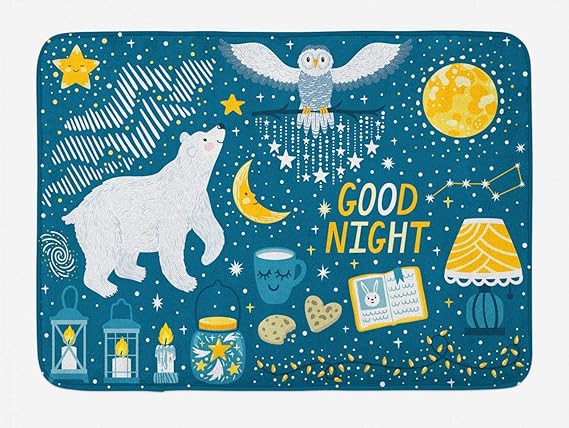 JoneAJ Alfombra casa Alfombra baño para Dormir Oso Polar Nieve Noche