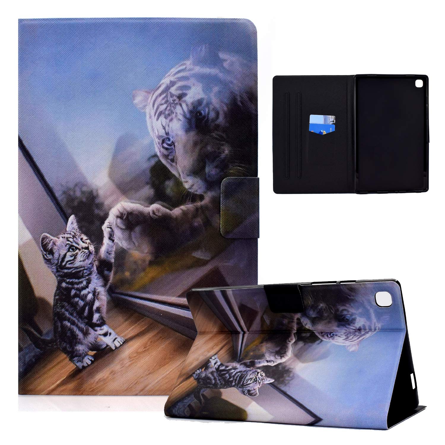 Auslbin Compatible With Tablet Case Cover for Galaxy Tab S6 Lite 10.4 inch Tablet 2020 (SM-P610/P615) Lightweight Magnetic Stand,PU Leather Stand Multiple Angle View Case,Cat and Tiger