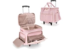 Prokva Rolling Teacher Bag with Wheels, Teacher Tote Bag with Detachable Trolley, Fits for 15.6" Laptop(Patent Design)