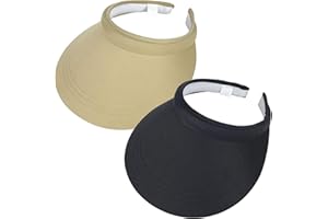 BEEVARN 2 Pack Sun Visors Women Wide Brim Clip on Summer Hats Adjustable UV Protection