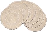SHACOS Round Placemats Set of 6 Beig e Braided Woven Heat Resistant 38 cm