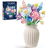 Botanicals Building Set, Flower Bouquet Room Decor Valentine Birthday Adult | Artificial Eternal Plant Rose Hydrangea Adjustable stems petals,home office, bedroom tabletop,major brand compatible,880pcs