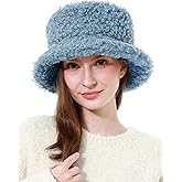 LA CARRIE Women Winter Faux Fur Bucket Hat Plush Fuzzy Furry Warm Fisherman Cap