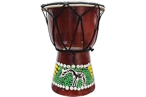 STONEAGE ARTS Djembe Drum Hand Painted Multicolored Dot Aborigine With Unique Random Patterns Bongo African Inspired Music Awesome Gifting Idea. Abstract Wild Animals (6 Inch, Giraffe)
