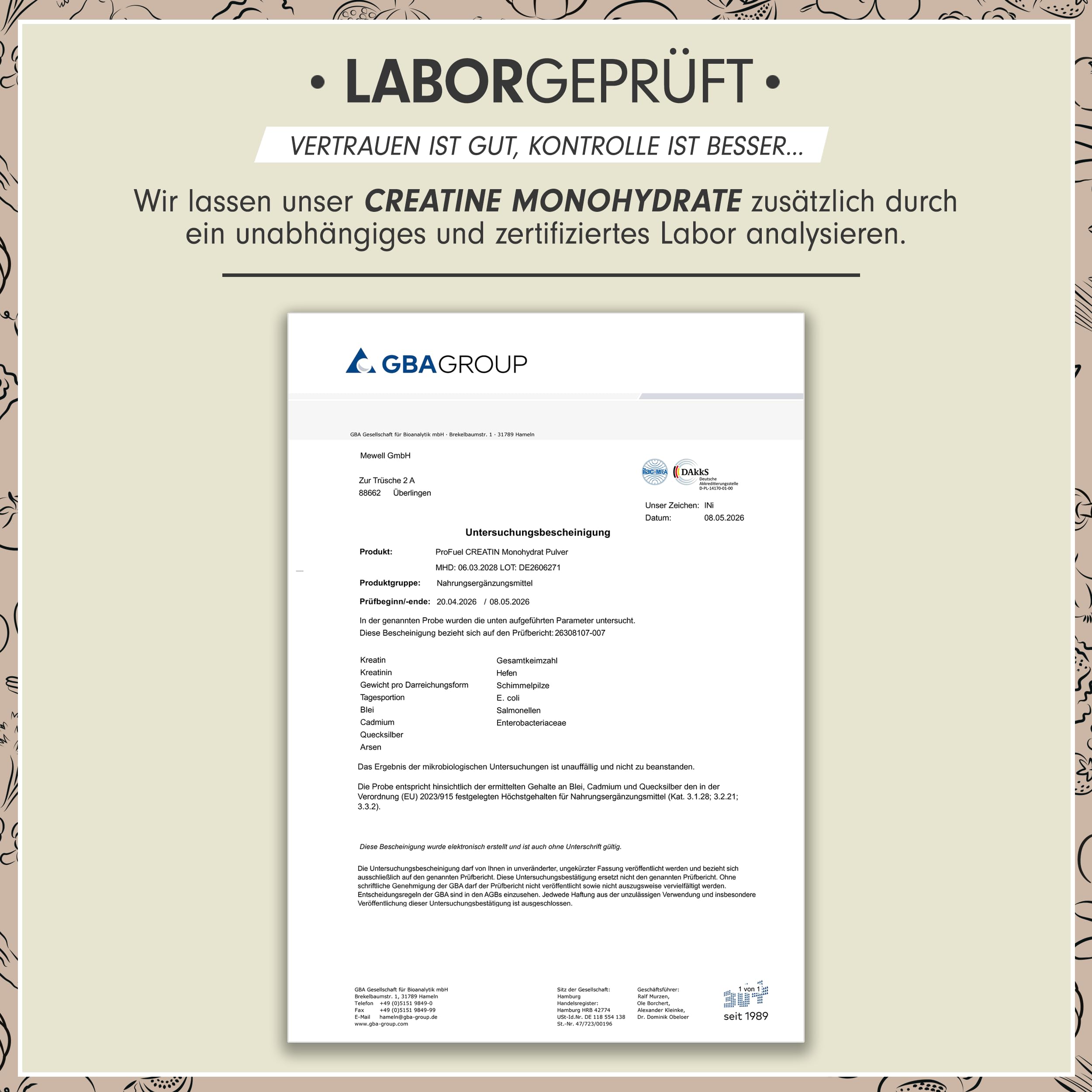 Creatin Monohydrat Pulver 1kg / 1000g reines Kreatin Monohydrat in mikronisierter Qualität - Creatine-Monohydrate mit 3000 mg Creatine pro Tag - Creatin-Pulver 100% vegan - Vorrat für 292 Tage 5