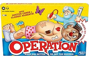 Hasbro Gaming Operation Electronic Board Game with Doctor Cards and Funny Ailments, Kids Games, 1+ Players, Funny Board Game for Children Ages 6+ (Amazon Exclusive)