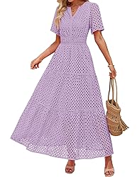 ZESICA Women's 2025 Summer Short Sleeve Maxi Dress